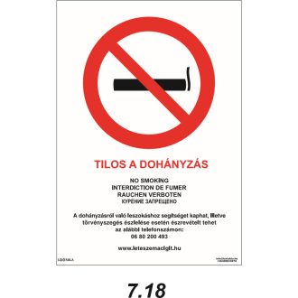 Tilos a dohányzás! matrica, piktogram + felirat, ISO 7010