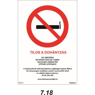 Tilos a dohányzás! tábla, piktogram + felirat, ISO 7010