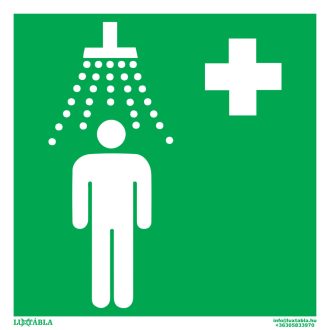 Biztonsági zuhany jelölő matrica, piktogram, ISO 7010