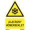 Alacsony hőmérséklet jelölő tábla, piktogram + felirat, ISO 7010