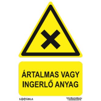   Ártalmas vagy mérgező anyag jelölő tábla, piktogram + felirat, ISO 7010