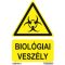 Biológiai veszély jelölő matrica, piktogram + felirat, ISO 7010