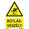 Botlásveszély jelölő matrica, piktogram + felirat, ISO 7010