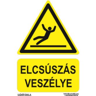   Elcsúszásveszély jelölő matrica, piktogram + felirat, ISO 7010