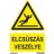 Elcsúszásveszély jelölő tábla, piktogram + felirat, ISO 7010