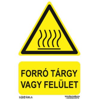   Forró tárgyak felület jelölő matrica, piktogram + felirat, ISO 7010