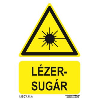 Lézersugár jelölő matrica, piktogram + felirat, ISO 7010
