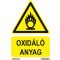 Oxidáló anyag jelölő matrica, piktogram + felirat, ISO 7010