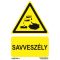 Savveszély jelölő matrica, piktogram + felirat, ISO 7010