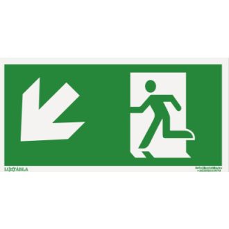   Menekülési útvonal balra, le, 10 x 20 cm, matrica, piktogram, ISO 7010