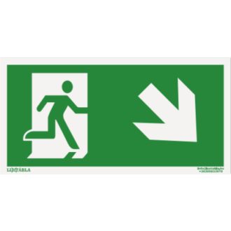   Menekülési útvonal jobbra, le, 10 x 20 cm, matrica, piktogram, ISO 7010