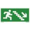 Menekülési útvonal jobbra, lépcsőn le, 10 x 20 cm, matrica, piktogram, ISO 7010