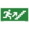 Menekülési útvonal jobbra, lépcsőn fel, 10 x 20 cm, tábla, piktogram, ISO 7010