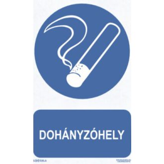   Dohányzóhely jelölő tábla, piktogram + felirat, ISO 7010