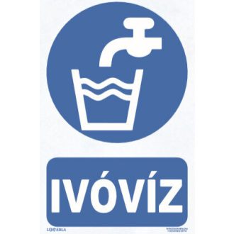   Ivóvíz jelölő matrica / tábla, piktogram + felirat, ISO 7010