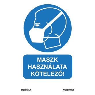   Maszk használata kötelező! matrica, piktogram + felirat, ISO 7010