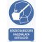 Részecskeszűrő használata kötelező! tábla, piktogram + felirat, ISO 7010