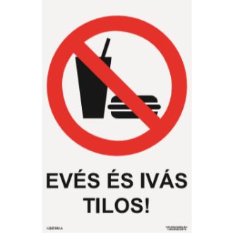 Evés és ivás tilos! tábla, piktogram, ISO 7010