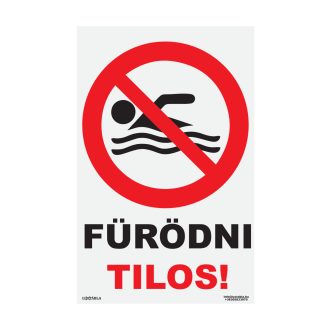 Fürödni tilos! tábla, piktogram + felirat, ISO 7010