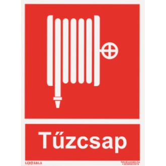 Tűzcsap jelölő tábla, piktogram + felirat, ISO 7010