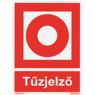 Tűzjelző jelölő matrica, piktogram + felirat, ISO 7010
