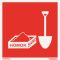 Tűzoltó homok jelölő matrica, piktogram, ISO 7010
