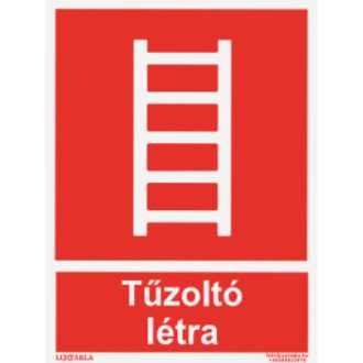   Tűzoltó létra jelölő tábla, piktogram + felirat, ISO 7010